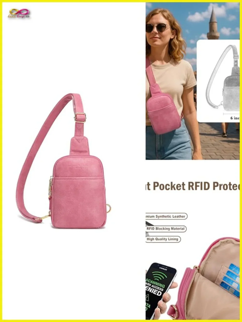 Small Anti Theft Crossbody Bag for Women Faux Leather Sling Purse RFID Blocking